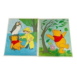 Winnie The Pooh Frame Tray Puzzles Walt Disney Productions 1964 8x10” Set of 2